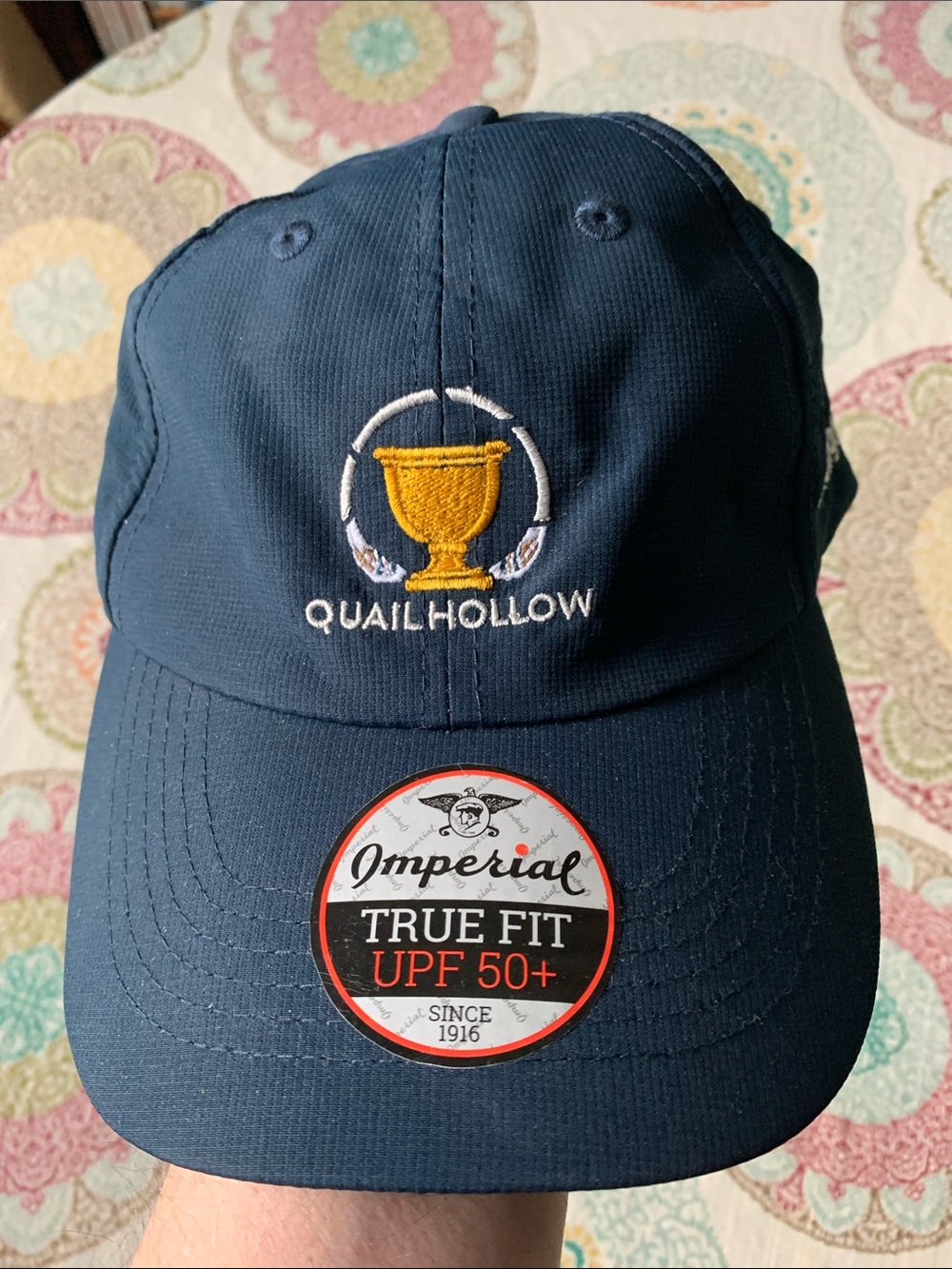 NWT Quail Hollow Presidents Cup  Navy Golf Cap with Embroidered Trophy